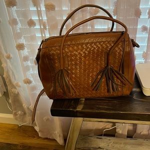 Brown Monterey Bag by Noon Day Collection. Adjustable strap